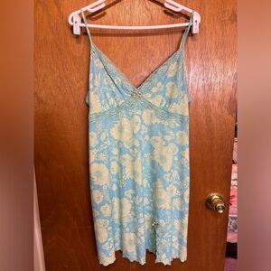 Linea Donatella Blue and Light Green Floral Lace Slip